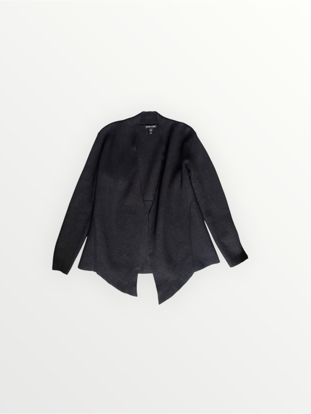 Eileen Fisher Black Wool Blend Open-Front Women's Cardigan Sweater Size XS